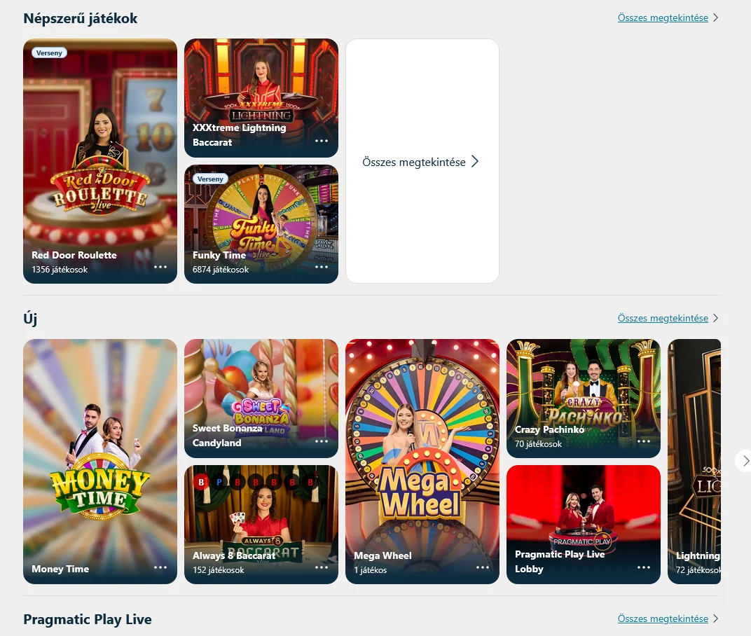 A BoaBet Casino élő kaszinó oldala asztali játékokkal és valós idejű osztókkal